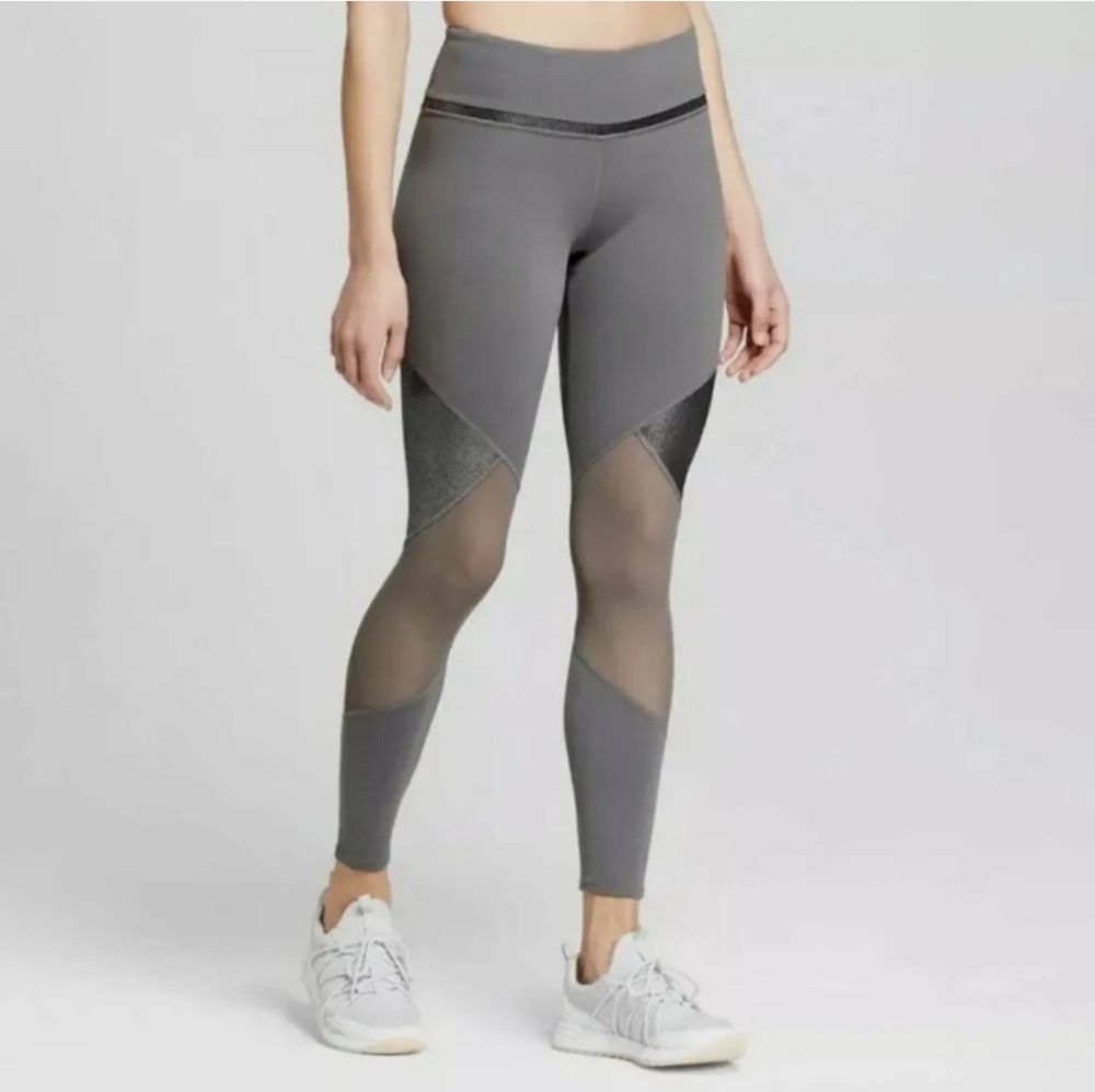 Joylab gray silver Metallic Panel mesh leggings Size Large Athletic Wear